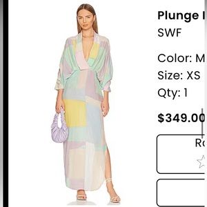 SWF Multi Plunge Dress $349 Revolve Clothing XS